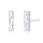 Hammered Bar Stud Earrings in Sterling Silver, Silver or Gold, Tiny Silver Bar Earrings
