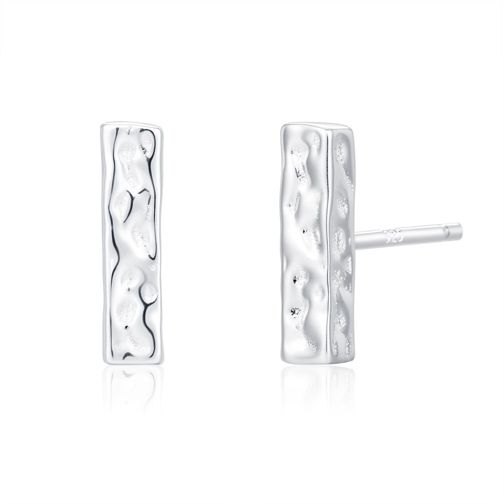 Hammered Bar Stud Earrings in Sterling Silver, Silver or Gold, Tiny Silver Bar Earrings