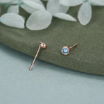 Sterling Silver Aquamarine Blue CZ Stud Earrings, 4mm March Birthstone CZ Earrings, Silver, Gold or Rose Gold, Stacking Earrings