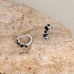 Onyx Black Baguette CZ Cluster Huggie Hoop in Sterling Silver, Silver or Gold, Geometric Hoop Earrings, Irregular Shaped