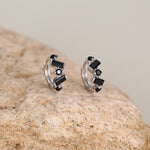 Onyx Black Baguette CZ Cluster Huggie Hoop in Sterling Silver, Silver or Gold, Geometric Hoop Earrings, Irregular Shaped