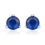 Extra Tiny Sapphire Blue Crystal CZ Stud Earrings in Sterling Silver, Three Prong 2mm Teeny Tiny Stud