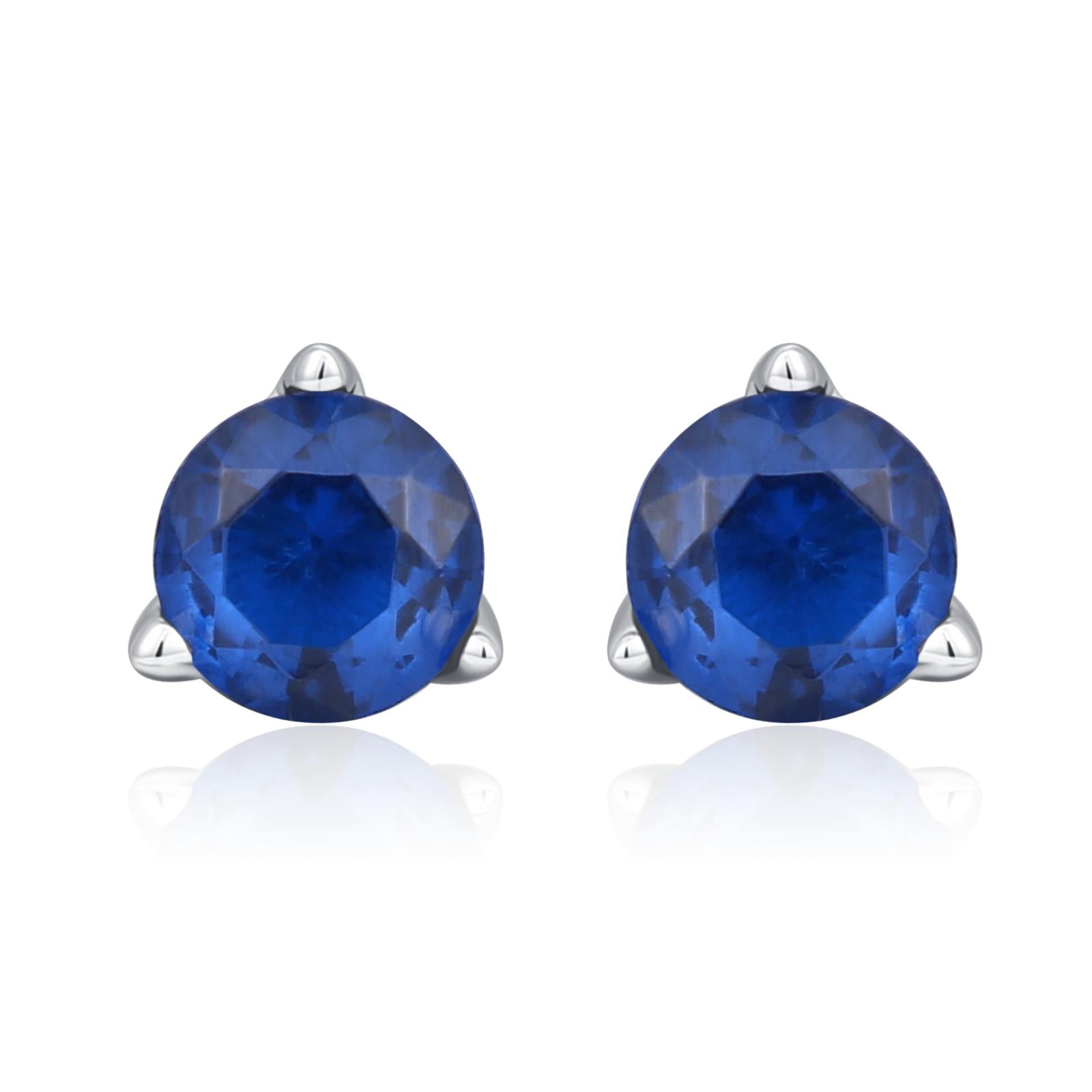 Extra Tiny Sapphire Blue Crystal CZ Stud Earrings in Sterling Silver, Three Prong 2mm Teeny Tiny Stud