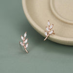 CZ Leaf Stud Earrings in Sterling Silver, Silver or Gold, Olive Branch Earrings, Olive Leaf Earrings, Nature Inspired