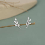 CZ Leaf Stud Earrings in Sterling Silver, Silver or Gold, Olive Branch Earrings, Olive Leaf Earrings, Nature Inspired