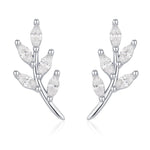 CZ Leaf Stud Earrings in Sterling Silver, Silver or Gold, Olive Branch Earrings, Olive Leaf Earrings, Nature Inspired