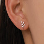 CZ Leaf Stud Earrings in Sterling Silver, Silver or Gold, Olive Branch Earrings, Olive Leaf Earrings, Nature Inspired