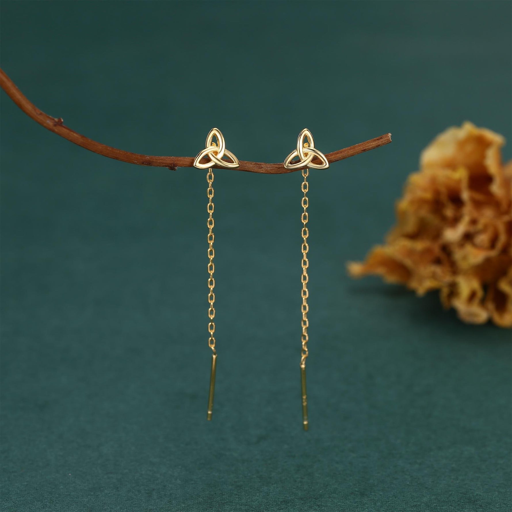 Celtic Trinity Knot Threader Earrings