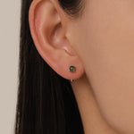 Sterling Silver Moss Agate Open Hoop Earrings