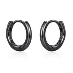 Minimalist Black Huggie Hoops in Sterling Silver, 6mm, 7mm, 8mm, 9mm, 10mm Black Rhodium Clicker Hoops, Sleeper Hoop Earrings, Plain Hoops