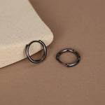 Minimalist Black Huggie Hoops in Sterling Silver, 6mm, 7mm, 8mm, 9mm, 10mm Black Rhodium Clicker Hoops, Sleeper Hoop Earrings, Plain Hoops