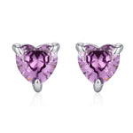 Sterling Silver Purple Heart CZ Stud Earrings