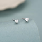 Sterling Silver 3MM Heart Moissanite Stud Earrings - Extra Tiny