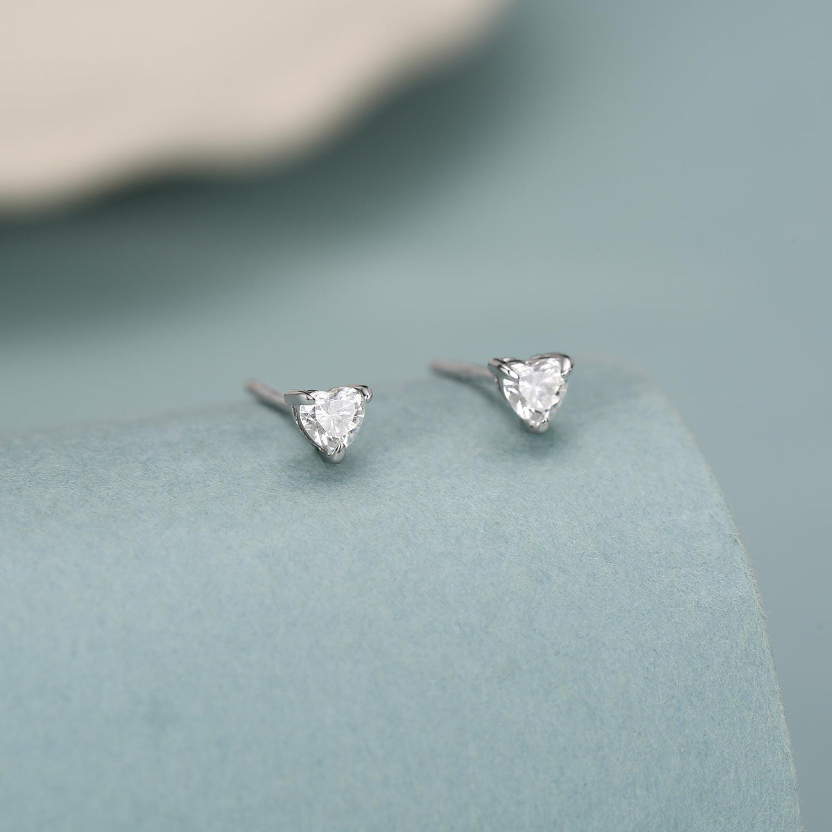 3mm Heart Moissanite Stud Earrings