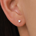 Sterling Silver 4mm Heart Moissanite 18G Screw Back Earrings