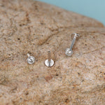 Sterling Silver 3mm Moissanite 16G Flat Back Labret Earrings
