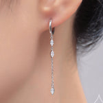 Asymmetric Marquise CZ Dangle Huggie Hoop Earrings in Sterling Silver, Silver or Gold, Geometric Hoop Earrings, Clear CZ Mismatched Design
