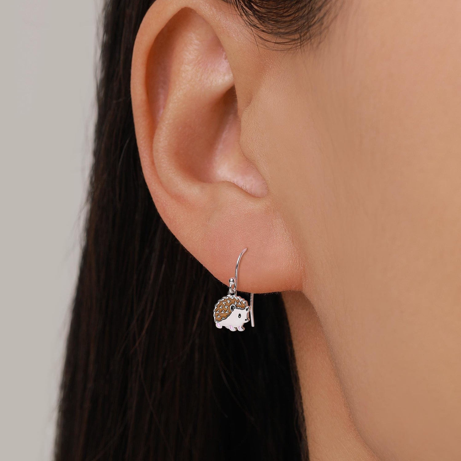 Sterling Silver Hedgehog Hook Earrings