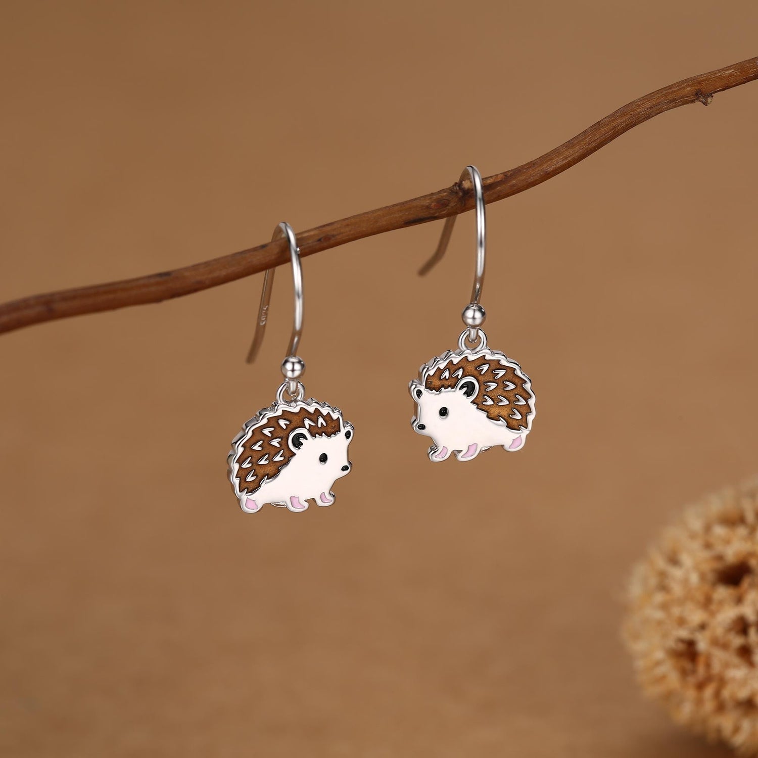 Sterling Silver Hedgehog Hook Earrings