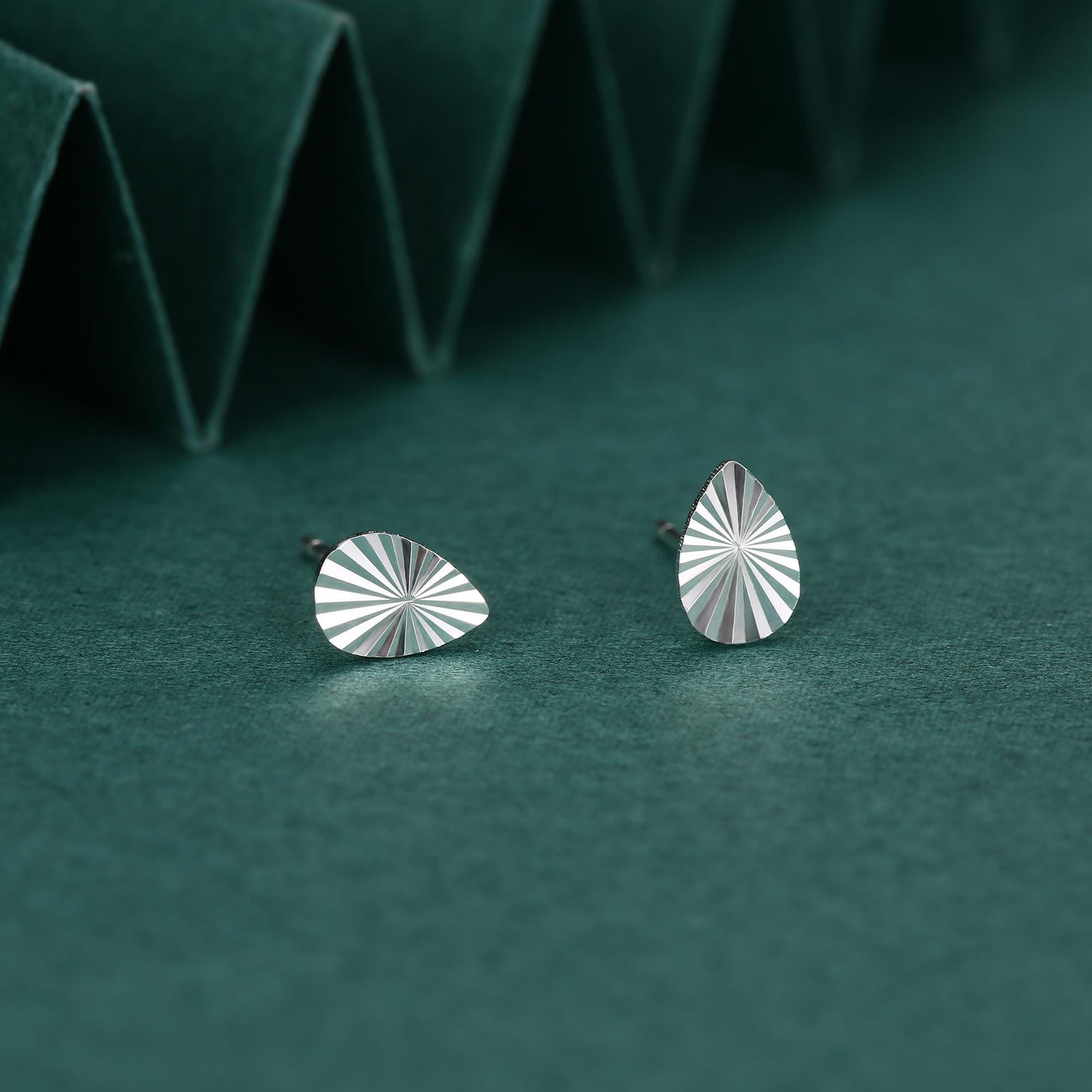 Sterling Silver Sunburst Teardrop 16G Flat Back Earrings