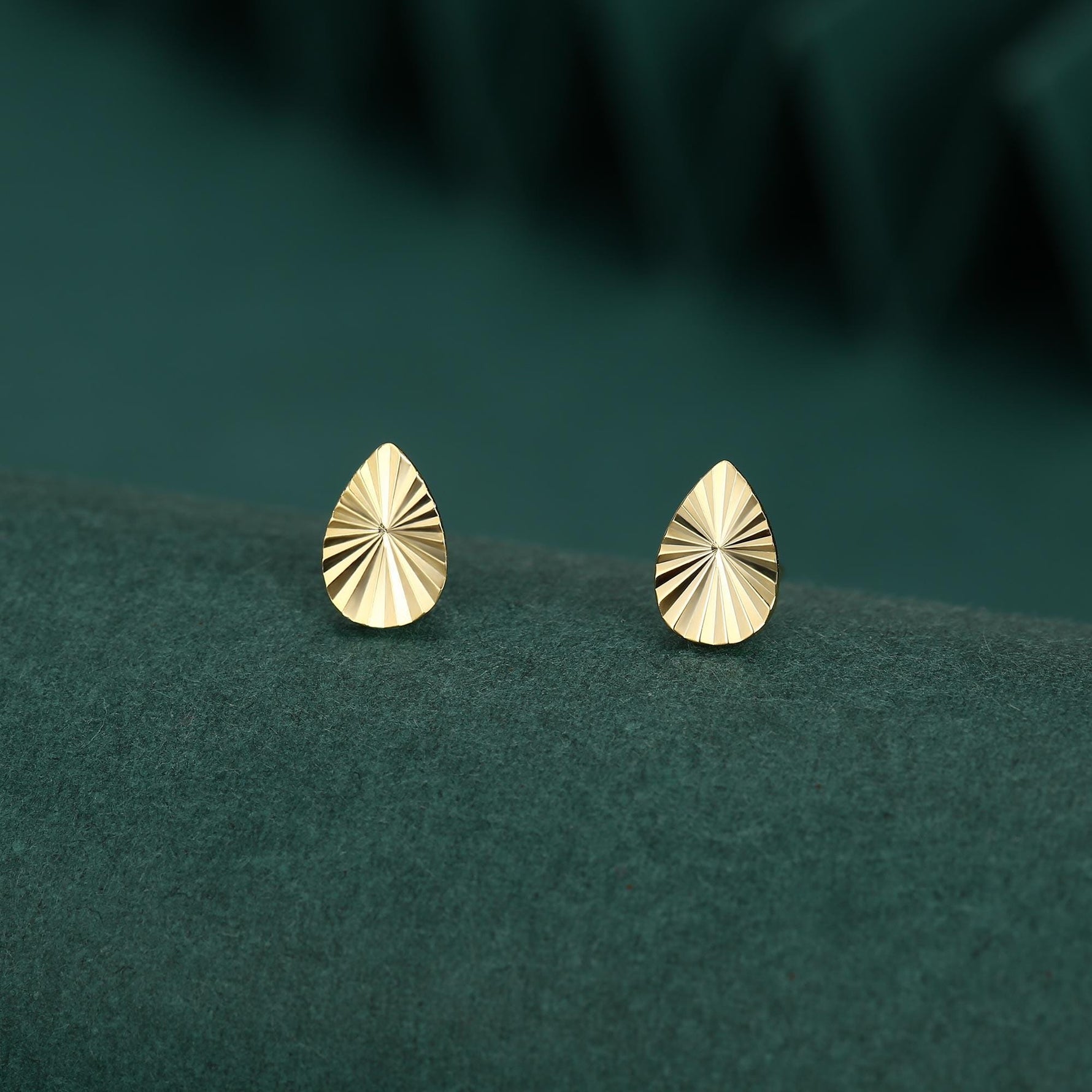 Sterling Silver Sunburst Teardrop 16G Flat Back Earrings