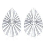 Sterling Silver Sunburst Teardrop 16G Flat Back Earrings
