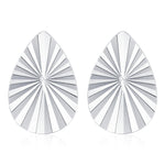 Sterling Silver Sunburst Teardrop 16G Flat Back Earrings