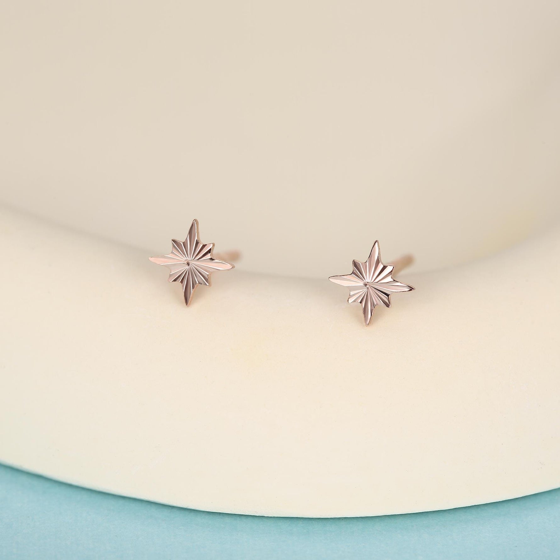 Sterling Silver Sunburst Star 16G Flat Back Earrings