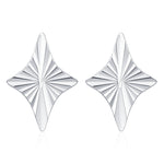 Sterling Silver Sunburst Rhombus Kite Star 16G Flat Back Earrings