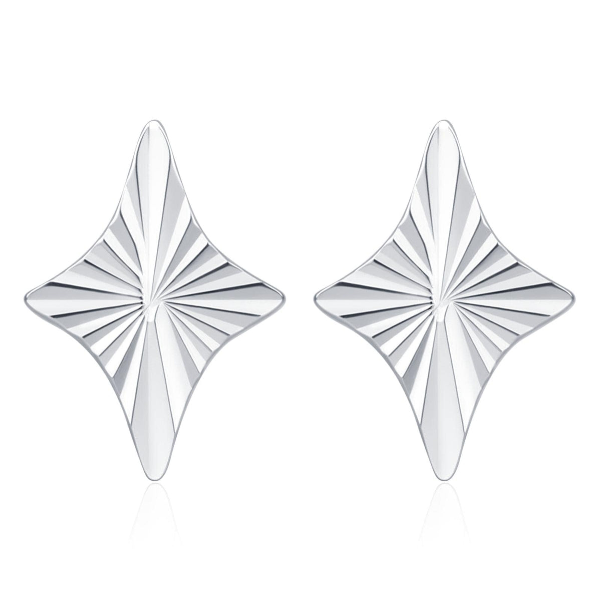 Sterling Silver Sunburst Kite 18G Screw Back Earrings