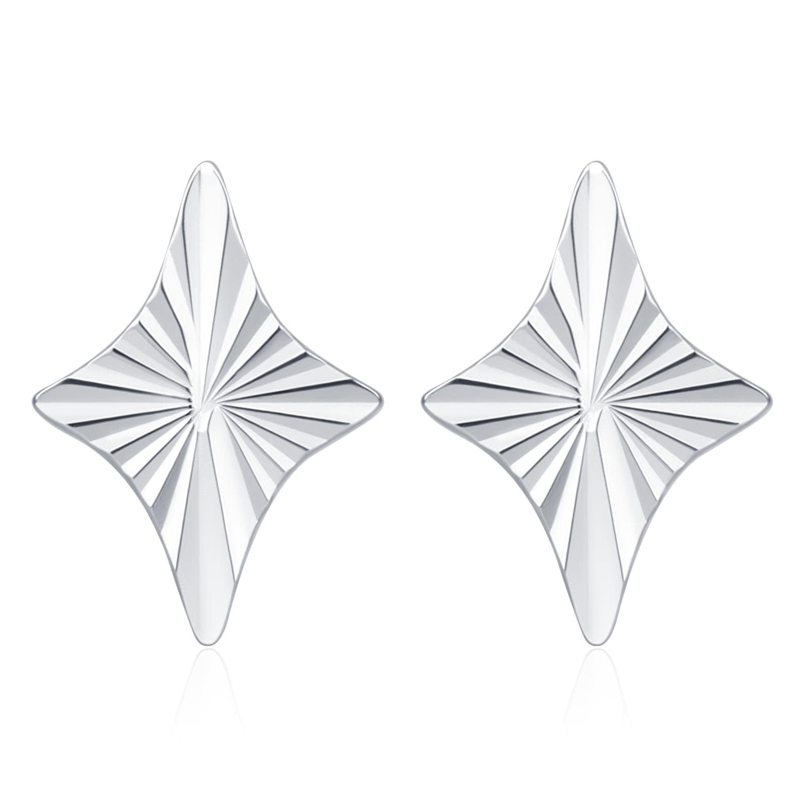 Sterling Silver Sunburst Kite 18G Screw Back Earrings