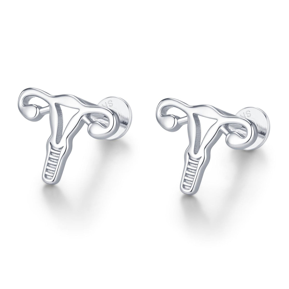 Sterling Silver Female Anatomy 16G Flat Back Earrings