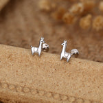 Sterling Silver Alpaca 16G Flat Back Earrings, Animal Earrings