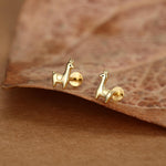 Sterling Silver Alpaca 16G Flat Back Earrings, Animal Earrings