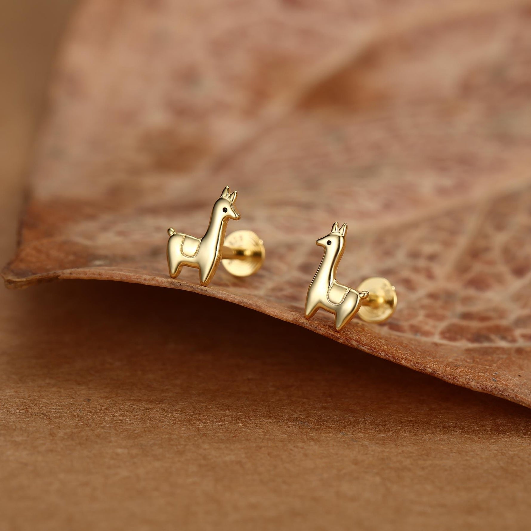 Sterling Silver Alpaca 16G Flat Back Earrings, Animal Earrings