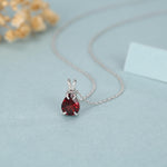 Sterling Silver Genuine Garnet Teardrop Necklace