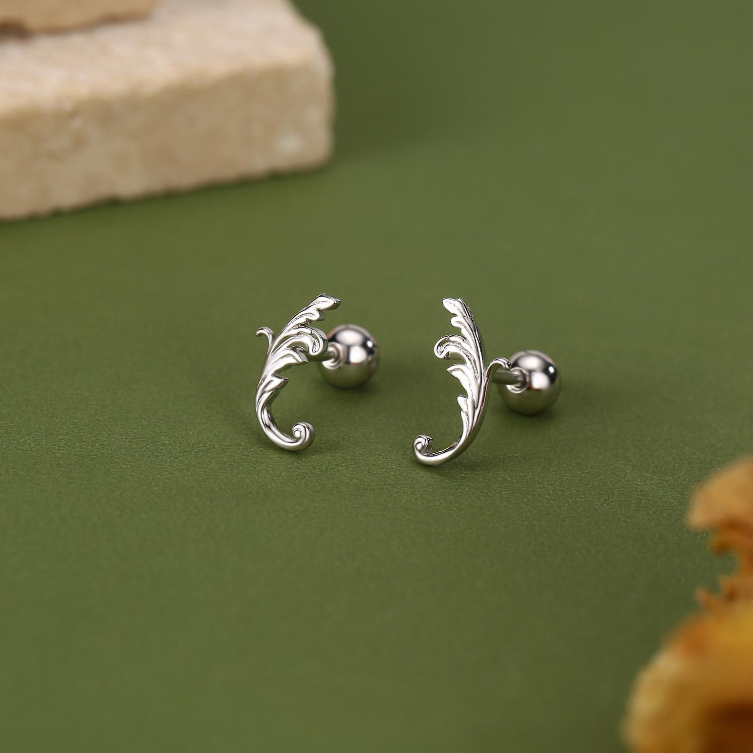 Sterling Silver Baroque Swirl 18G Screw Back Earrings with Ball Backs