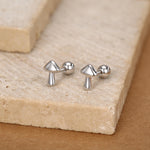 Sterling Silver Mushroom 18G Screw Back Earrings