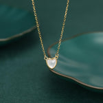 Mother of Pearl Heart Pendant Necklace in Sterling Silver, Silver or Gold or Rose Gold, Natural Mother of Pearl Heart Necklace