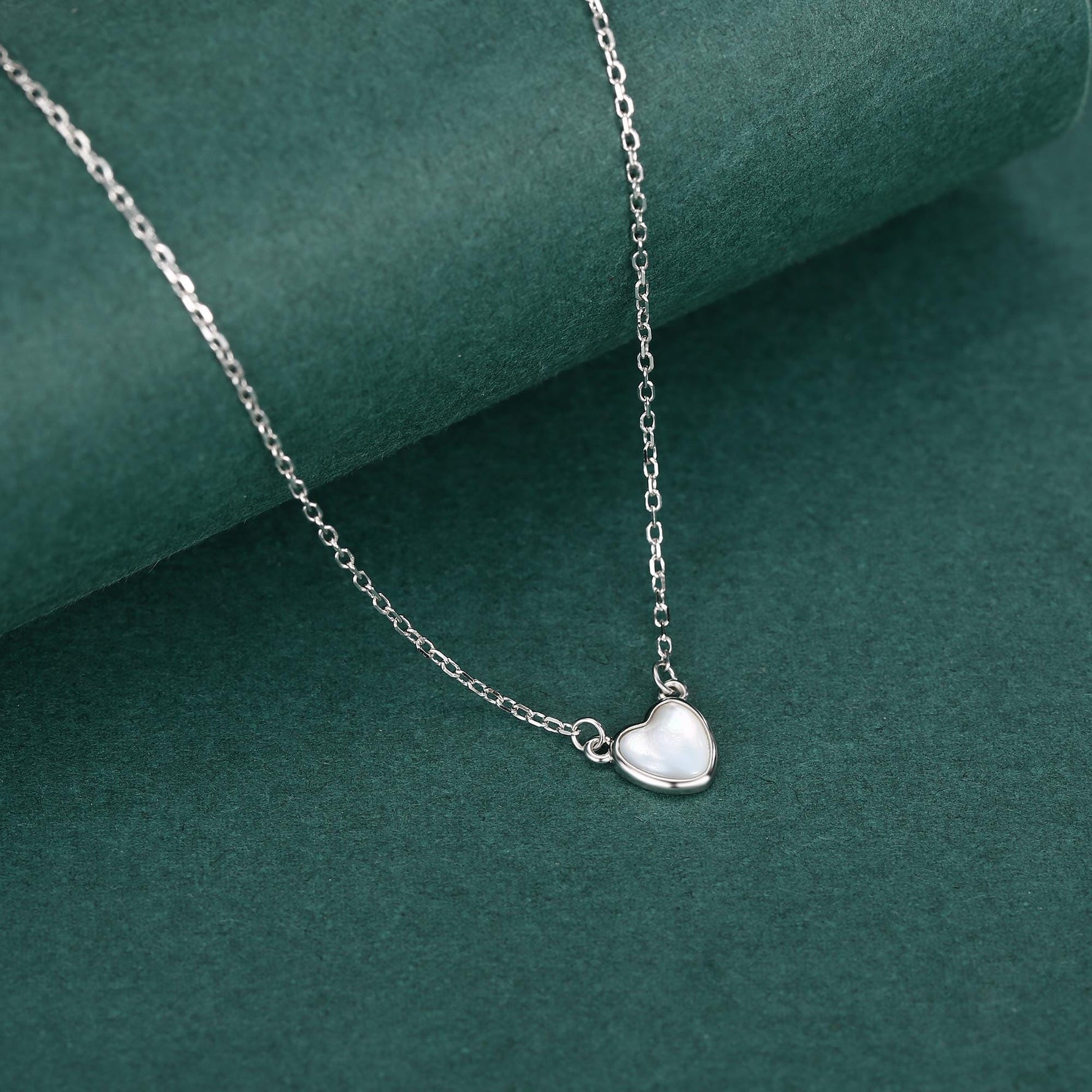 Mother of Pearl Heart Pendant Necklace in Sterling Silver, Silver or Gold or Rose Gold, Natural Mother of Pearl Heart Necklace