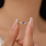 Natural Amethyst Oval Ring in Sterling Silver, 4x6mm, Prong Set Oval Cut, Adjustable Size, Genuine Amethyst Ring, February Birthstone