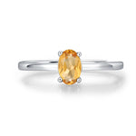 Natural Citrine Oval Ring in Sterling Silver, 4x6mm, Prong Set Oval Cut, Adjustable Size, Genuine Citrine Ring, November Birthstone