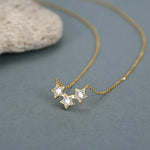 Clear CZ Triple Star Pendant Necklace in Sterling Silver, Silver or Gold, Three Star Crystal Necklace, Minimal Star Pendant