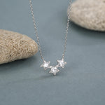 Clear CZ Triple Star Pendant Necklace in Sterling Silver, Silver or Gold, Three Star Crystal Necklace, Minimal Star Pendant
