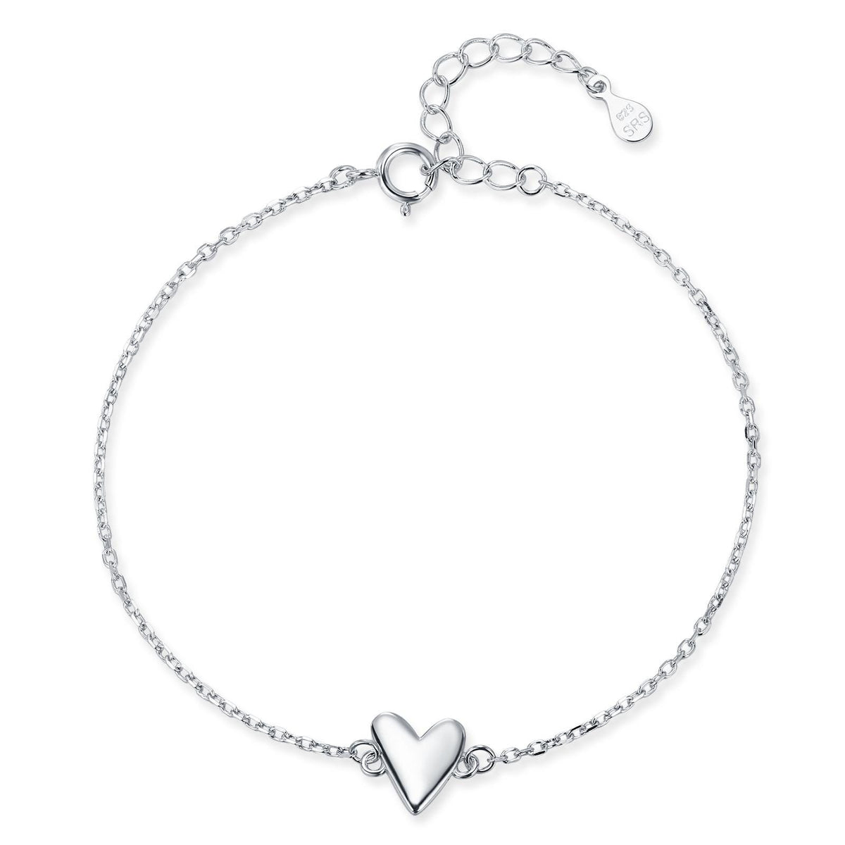 Tiny and Delicate Heart Bracelet in Sterling Silver, Silver or Gold or Rose Gold, Small Heart Bracelet, Silver Heart Bracelet