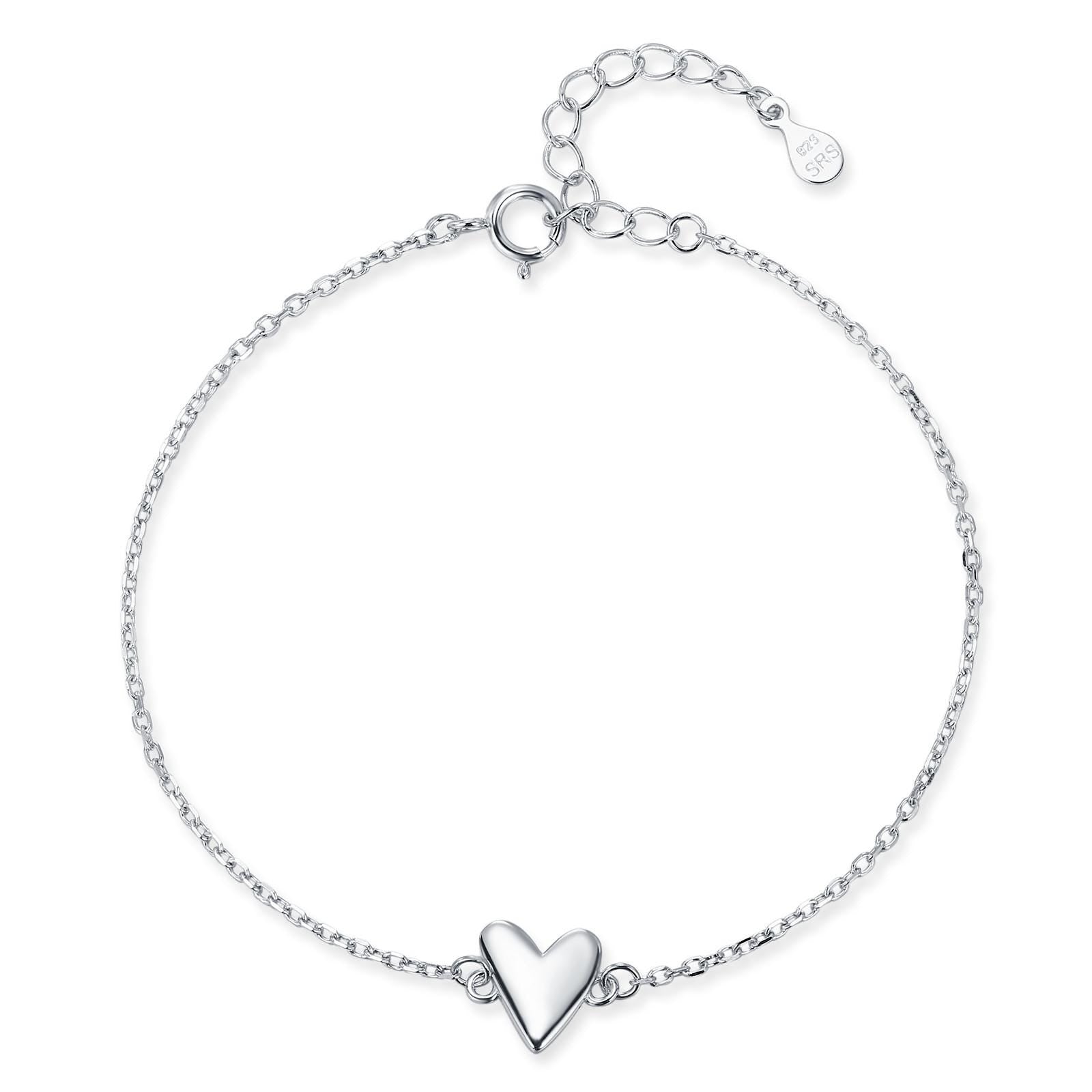 Tiny and Delicate Heart Bracelet in Sterling Silver, Silver or Gold or Rose Gold, Small Heart Bracelet, Silver Heart Bracelet