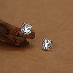 Blue Eyed Tiger Stud Earrings in Sterling Silver, Silver or Gold, Animal Earrings, Nature Inspired
