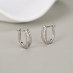 Double Huggie Hoop CZ Earrings in Sterling Silver, Geometric CZ Hoop Earrings, Silver, Gold or Rose Gold, 10mm, Minimalist Hoops