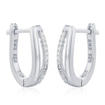 Double Huggie Hoop CZ Earrings in Sterling Silver, Geometric CZ Hoop Earrings, Silver, Gold or Rose Gold, 10mm, Minimalist Hoops