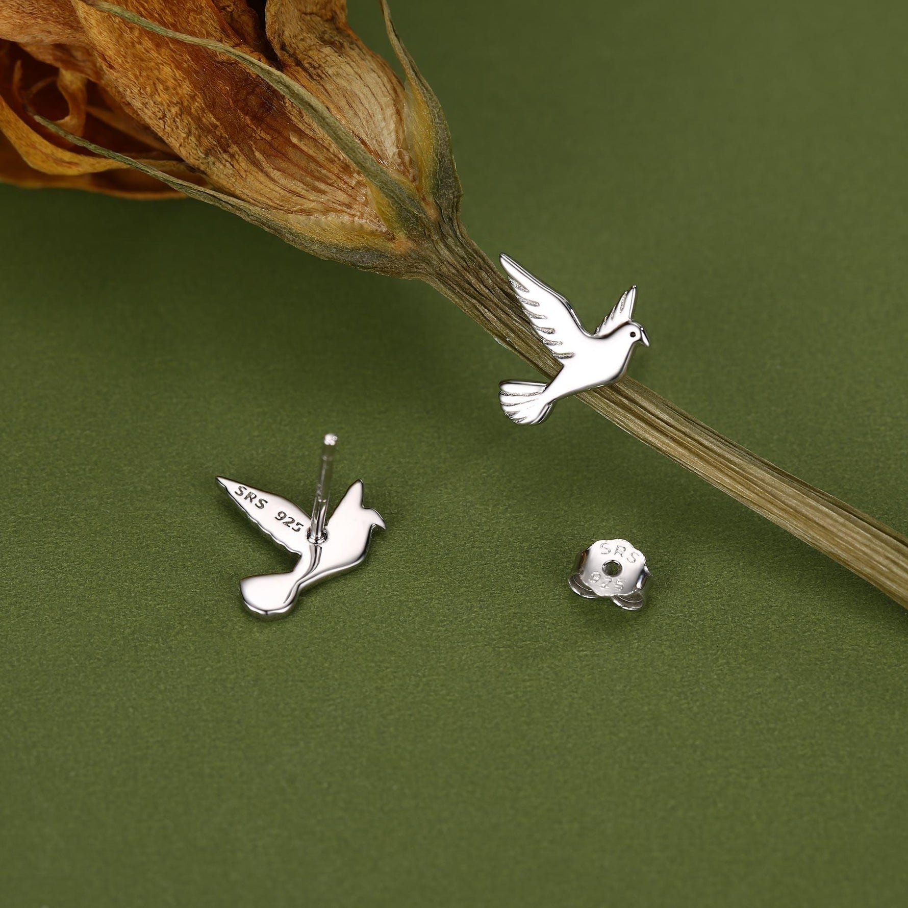 Dove Stud Earrings in Sterling Silver